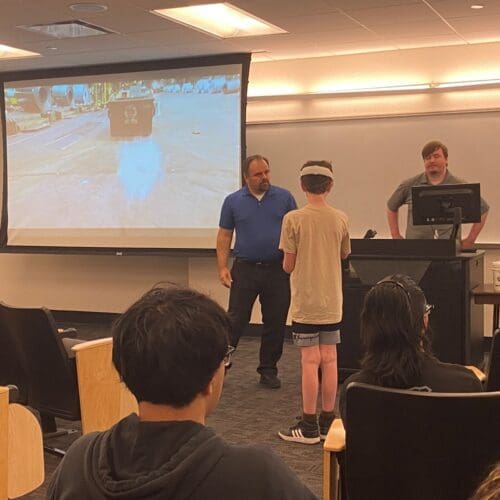 student demonstrates VR