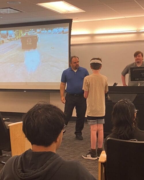 student demonstrates VR