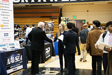 Students at a career fair