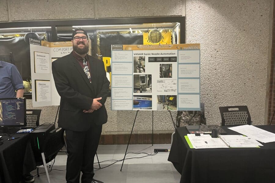 College of Technology students shared their capstone research projects with visitors in the Student Union & Library Building during Technology Day.