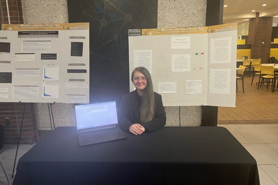 College of Technology students presented capstone projects and research in the main concourse of the Student Union & Library Building.