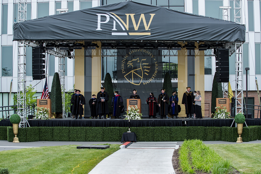 PNW outdoor commencement ceremonies.
