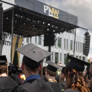 PNW students at outdoor commencement