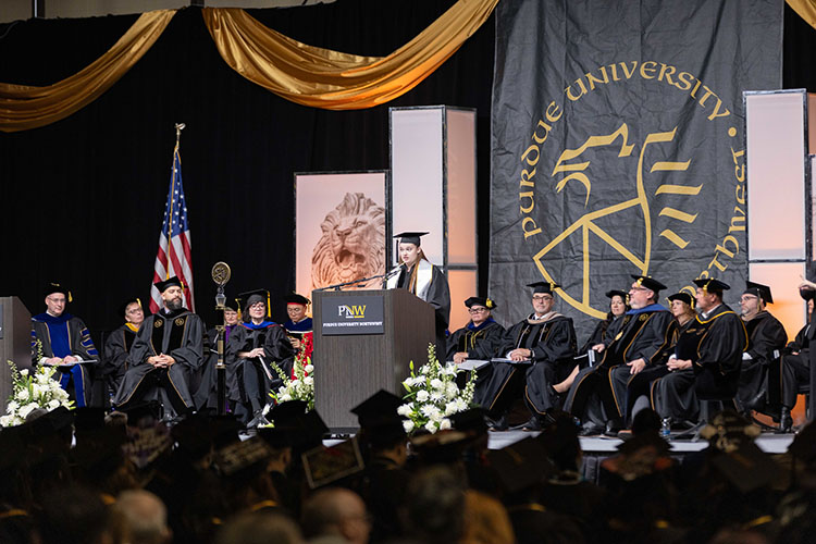 Commencement speakers on stage