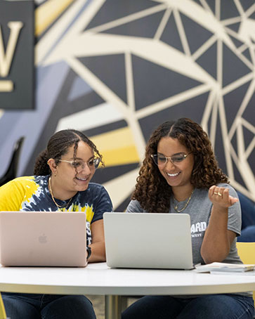 Students work together on laptops.