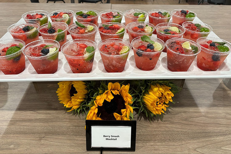 Small glasses of berry mocktails