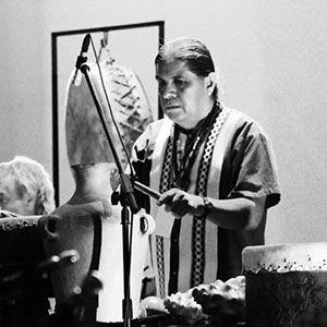 Ramiro Ramírez Duarte performs on pre-Hispanic instruments