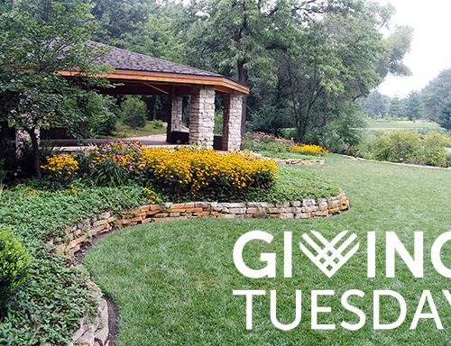 A gazebo on the Gabis property. The Giving Tuesday logo is in the bottom right corner.