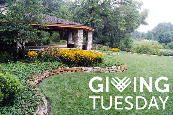 A gazebo on the Gabis property. The Giving Tuesday logo is in the bottom right corner.