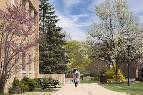 Students walking around the Westville branch campus