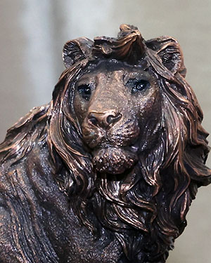 Close up of a lion statuette