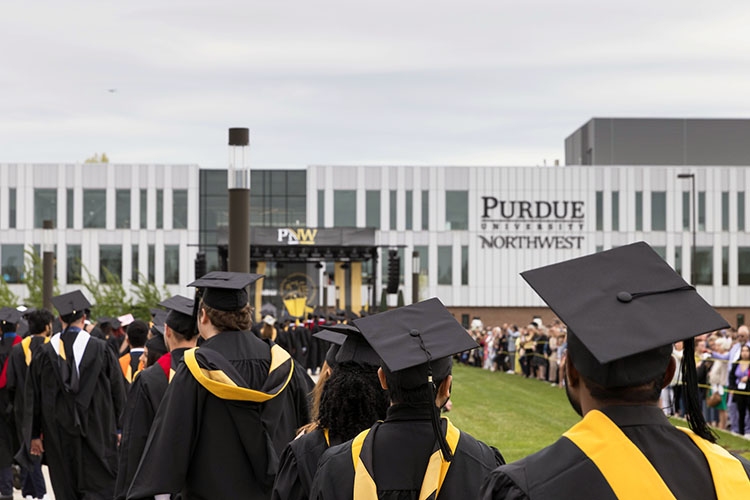 PNW students proceed into commencement.