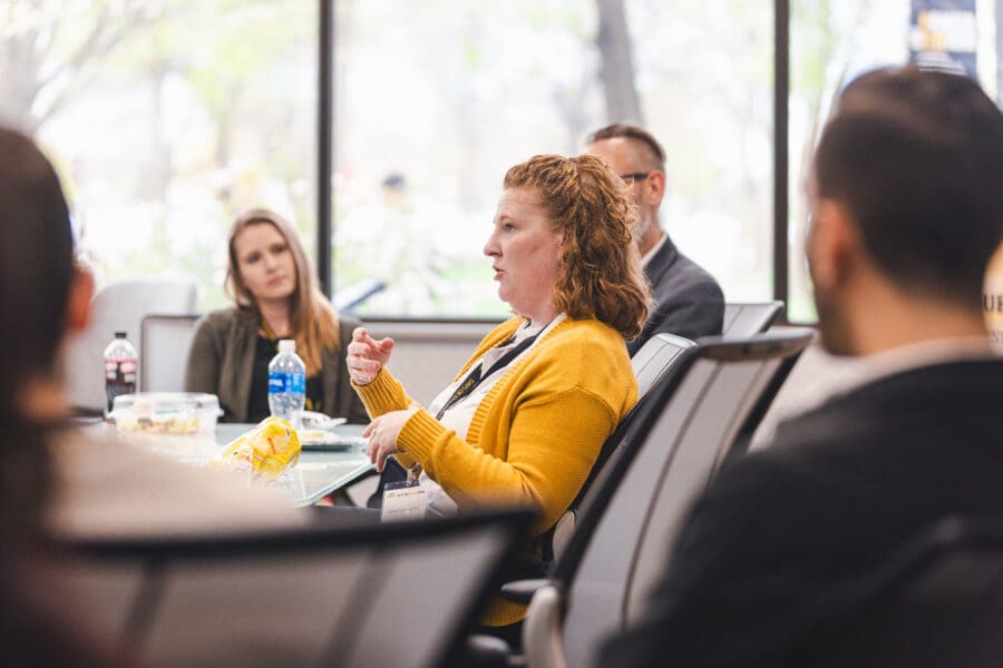 Keynote speaker during lunch with students