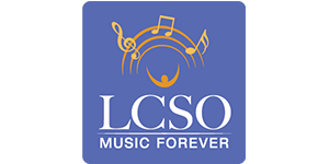 Logo of a conductor and notes. Text: LSCO Music Forever