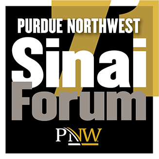Logo: Purdue Northwest Sinai Forum (PNW) with 71 at top right corner.