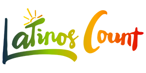 Logo: Latinos Count (with a sun rising over the first "T")