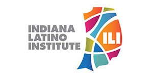 Logo: Indiana Latino Institute, including a colorful map of Indiana with the letters ILI on it.