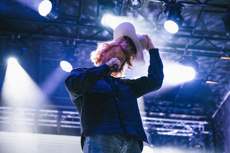 Yung Gravy tips his cowboy hat.