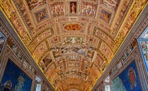 Ornate view of a ceiling at the Vatican Museum