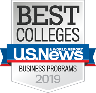 U.S. News and World Report badge: best colleges BUSINESS PROGRAMS 2019