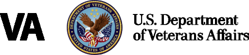 Logo: VA U.S. Department of Veterans Affairs, with a circular illustration of an eagle holding a flag.
