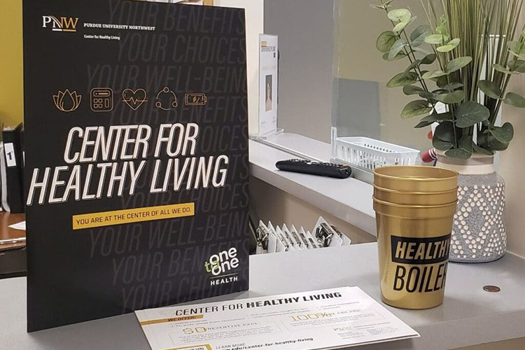 Center for Healthy Living promotional material on counter.