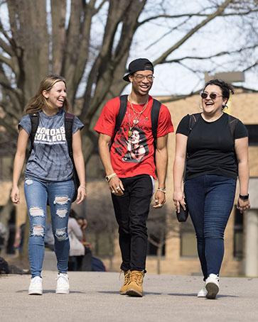 PNW students walk across campus