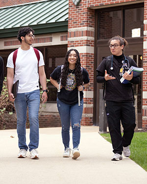 PNW students walk across campus