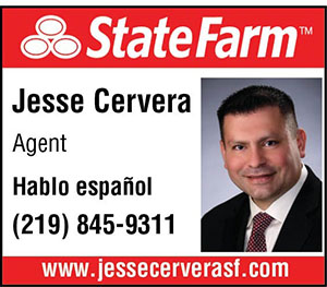 State Farm logo with photo of a man in suit and tie. Text: Jesse Cervera, Agent, Hablo espanol, (219) 845-9311, www.jessecerverasf.com