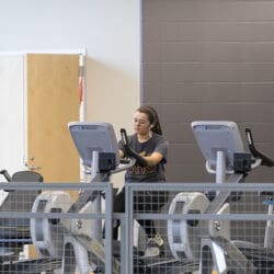 A PNW student on a treadmill